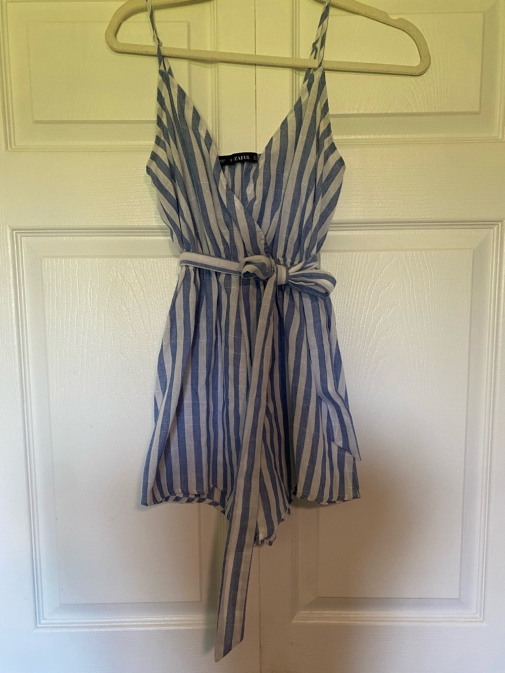 Zaful Blue and White Striped Romper
